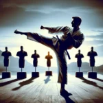 Andy Hug - legenda, która zrodziła się z pasji do walki Andy Hug w akcji, wykonujący kop podczas mistrzostw w karate na tle publiczności.