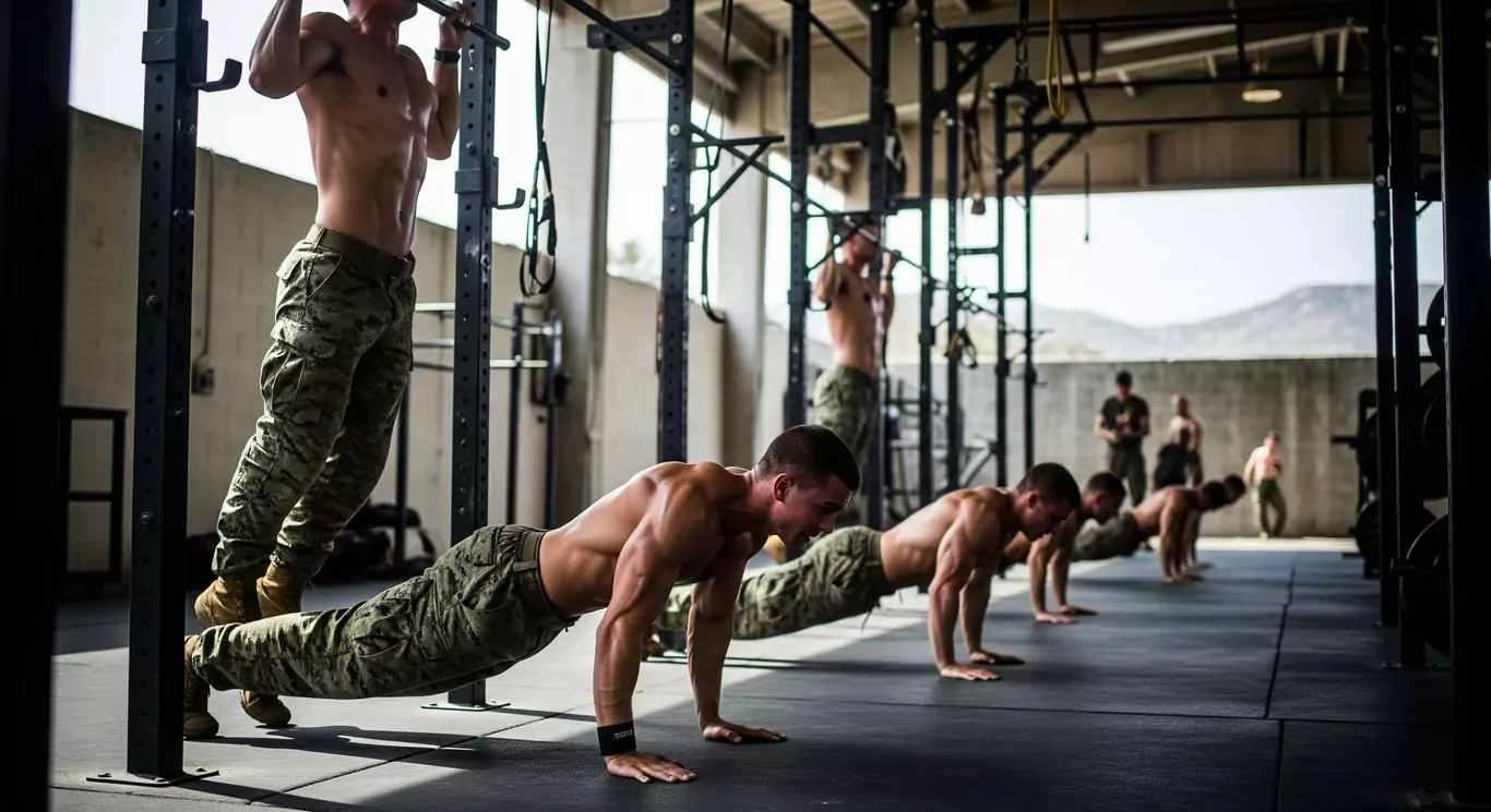 Żołnierze Navy SEALs wykonują intensywne ćwiczenia fizyczne