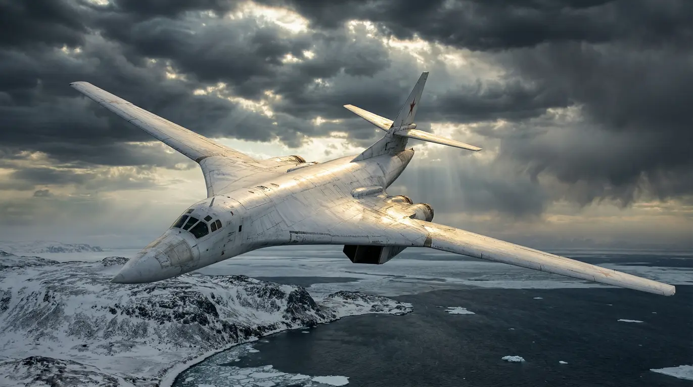 Russian Tu-160 Blackjack strategic bomber in flight