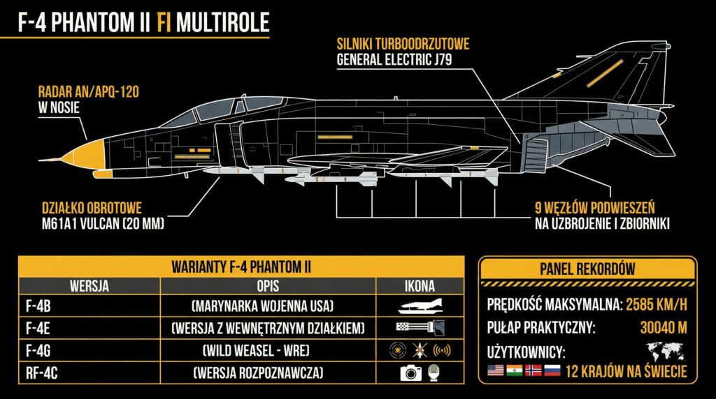 F-4 Phantom II – schemat techniczny i warianty myśliwca
