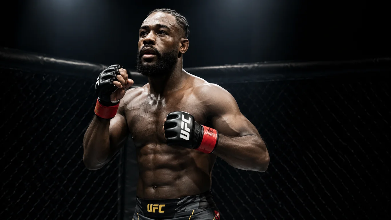 Aljamain Sterling w postawie zapaśniczej w oktagonie UFC, były mistrz wagi koguciej i twórca stylu Funk-Jitsu, rekordzista dywizji w liczbie wygranych walk.