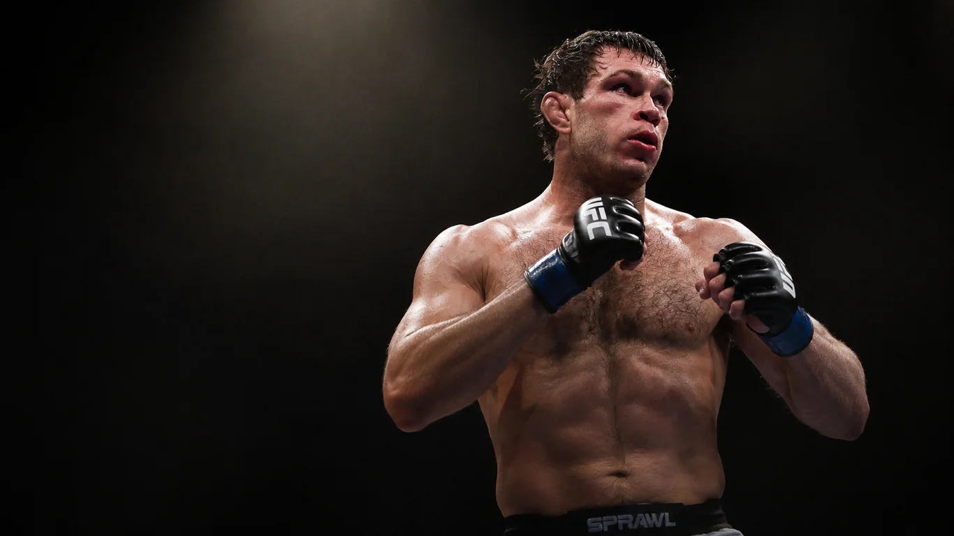 Forrest Griffin w narożniku oktagonu UFC, były mistrz wagi półciężkiej, sprawl-and-brawl stylista i zwycięzca pierwszej edycji The Ultimate Fighter.