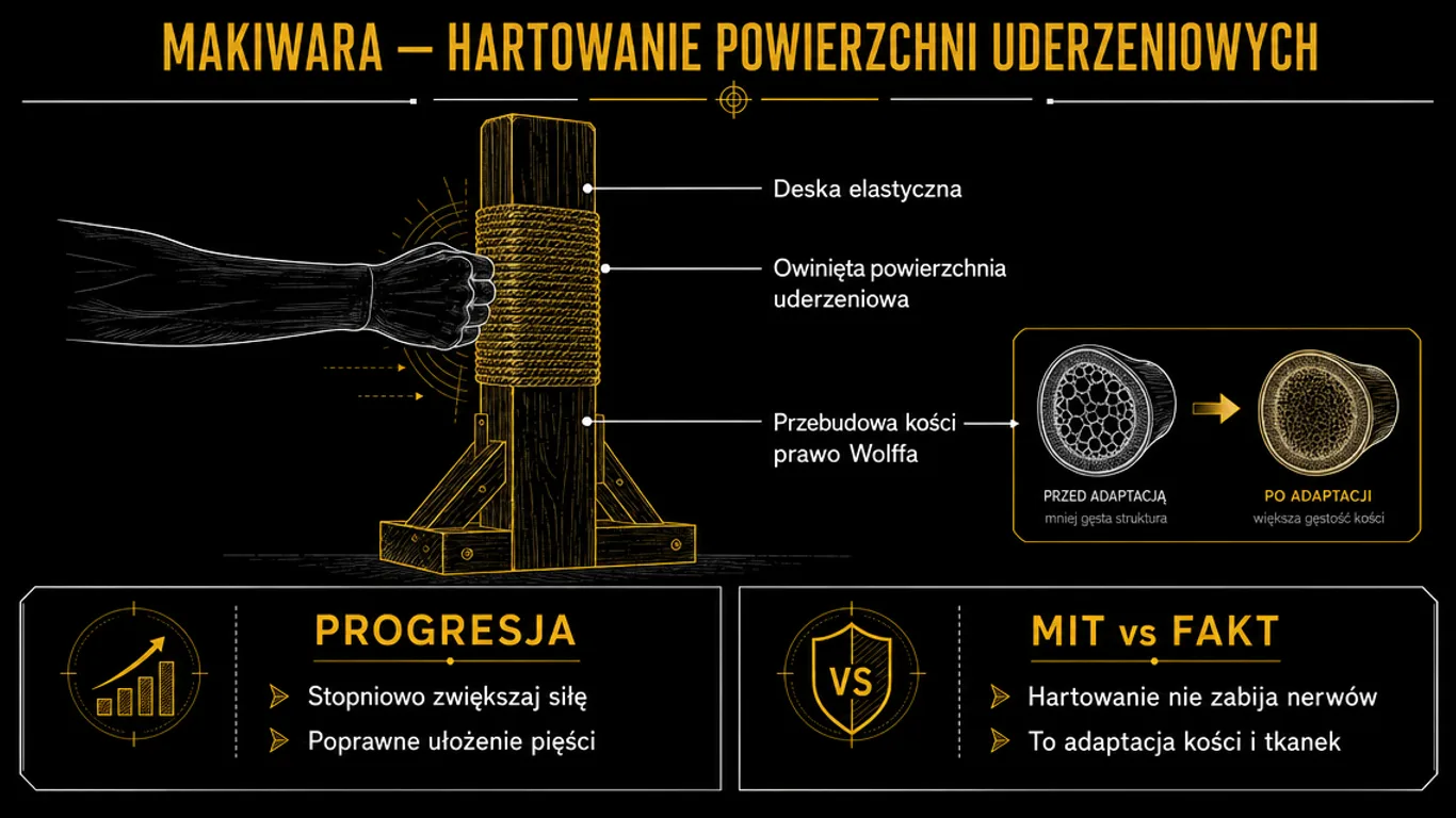 Infografika: makiwara i hartowanie – prawo Wolffa