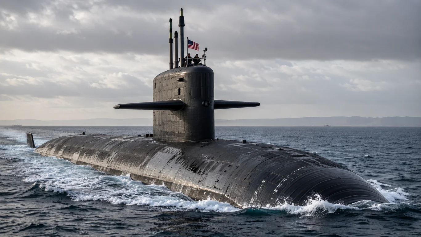 Amerykański atomowy okręt podwodny typu Ohio na powierzchni oceanu